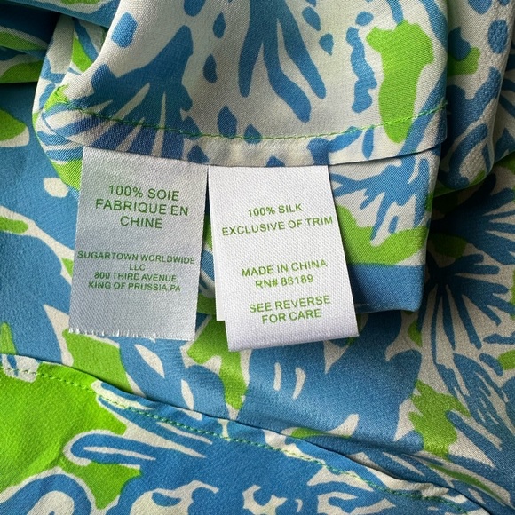 Lilly Pulitzer Maisy Top, Limeade Biggest Fan print, Women's S, silk tank top - Picture 8 of 8